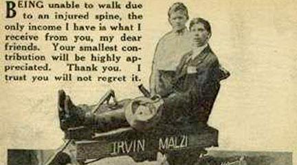 Postcard, Charity Postcard of Irvin Malzi, 1910, Robert Bogdan Collection.