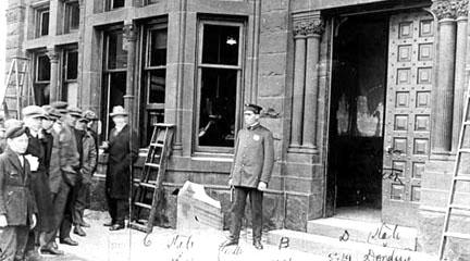 Photograph, Police Station after damage by lynching mob, Duluth., 1920, MHS Phot