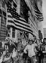 Photo, Construction Workers with American Flag, New York Times
