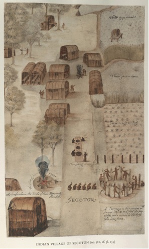 John White, The Indian Village of Secoton (1585-86)