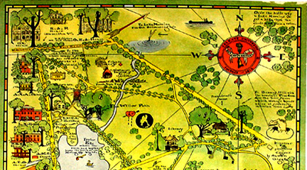 Map, Colgate University, 1927, Arthur Suchy, George Glazer Gallery.