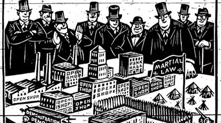 Woodcut, This is the Model City, ca. 1930s, Richard Correll, Communism in WA...