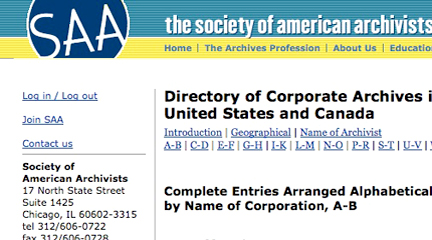Image, Directory of Corporate Archives in the United States and Canada.