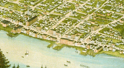 Color engraving, A View of Hallowell, 1878, A. Ruger, Madison, WI: J.J. Stone.