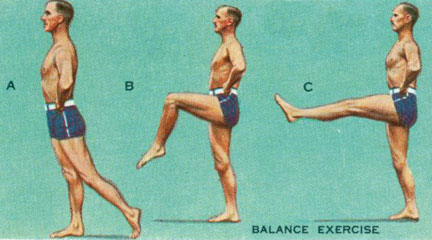 Cigarette card, "Exercises for men: balance exercise," c. 1922-1939, NYPL