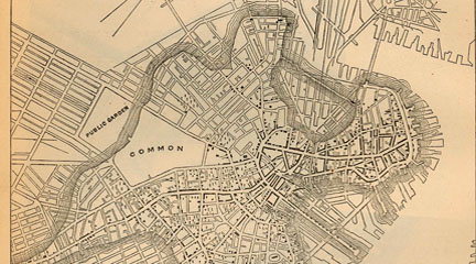 Map, Boston in 1772. From a map of The Town.., 1886, George Waring, Jr., Census.