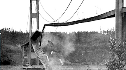 Photo, Bridge midsection crashing into, Nov. 7 1940, Bashford & Thompson, UW, SC