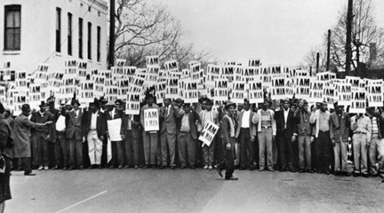 Ernest C. Withers, Sanitation Workers Assemble in Front of Clayborn Temple for a