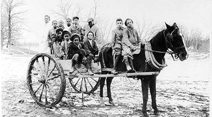 Silver gelatin print, Children on a horse and cart..., 1920s, Caulkins Studios.