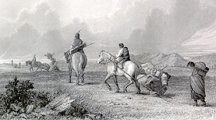Illustration, Indians Traveling, 1847-1857, Seth Eastman, Department of the Inte