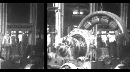 Video still, Assembling a generator, Westinghouse works, 1904, LoC.