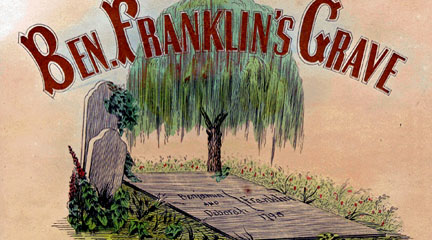 Lithograph, Ben. Franklin's Grave, 1855, Stayman & Brothers, Univ. of PA Library