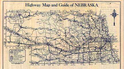 Map, Highway map and guide of NE, 1920, Mid West Map Company, David Rumsey Col.