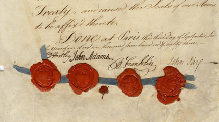 Treaty of Paris, 1783, International Treaties and Related Records, 1778-1974; General Records of the United States Government, Record Group 11; National Archives. Treaty of Paris, 1783, Itnl Treaties and Related Records; National Archives.