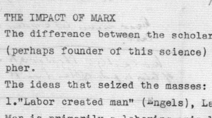Document. Essays and lectures---"The Impact of Marx,"