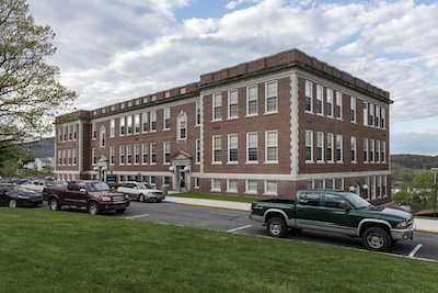 Zoomed out view of Science Hall where all three floors are visible.