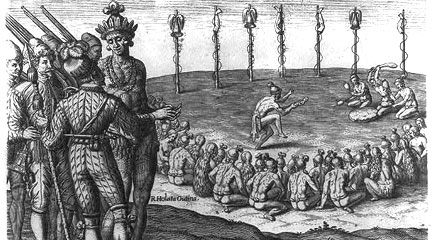 Engraving, Trophies and ceremonies after a victory, 1591, Jacques Le Moyne de Mo