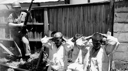 Photo. North Korean prisoners of war under guard. US Army