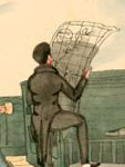 Watercolor, Viewing the coasts by the Chart, 1838-1839, William H. Meyers, NYPL