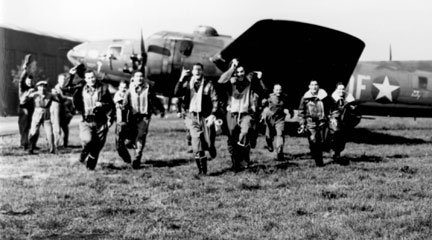The crew of the Memphis Belle complete their 25th mission. U.S. Air Force.