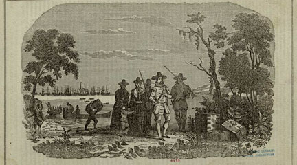 print, Landing of Governor Wintrop at Salem, 1850, NYPL Digital Gallery