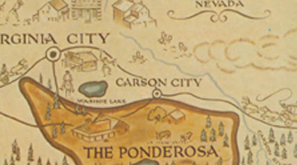 screenshot of the map of Nevada used in the opening of the TV show Bonanza