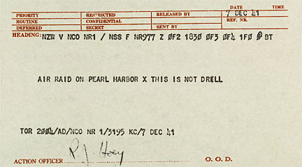 Pearl Harbor telegram dispatch