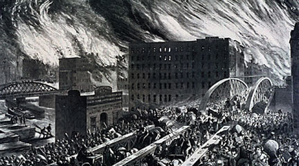 Engraving, The Rush for Life..., 1871, John R. Chapin, Chicago Imagebase