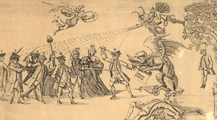 Engraving, A View of the Year 1765, Paul Revere