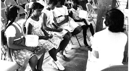 Photo, Carolyn Reese teaches Freedom School class(2), 1964, Herbert Randall...