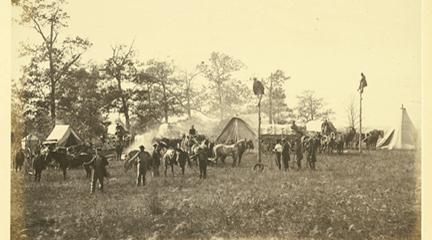 Photo, 62 U.S. Military Telegraph Construction Corps, Apr. 1864, T. O'Sullivan.