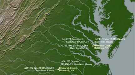 Image, Map of Life of BARNABY, The Geography of Slavery.