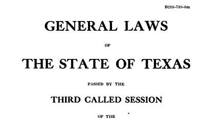 Page, The Laws of Texas, 1920-21 [Vol 20], 1921, Hans P. M. Neilsen, UNT.
