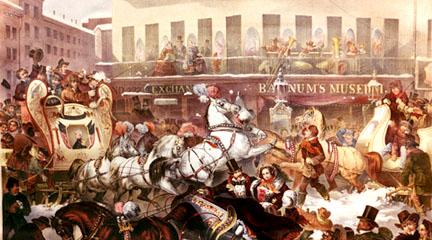 Drawing, Sleighing in New York, The Old York Library.