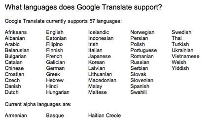 Screen shot, Languages supported by google translate, 1 april 2011 Screen shot, Languages supported by google translate, 1 april 2011