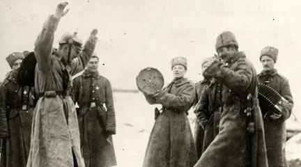 Photo, Russians teaching prisoners the cossack dance., 1915, Flickr Commons