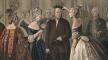 Lithograph, Franklin's reception at the court of France, 1778. Respectfully dedicated to the people of the United States, 1860s, Anton Hohenstein, Library of Congress Lithograph, Franklin's Reception at the. . . , c. 1860, Anton Hohenstein, LoC