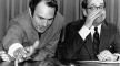 Photo, Kitten falling off the table at the Be Kind to Animals Week Proclamation signing, April 19, 1983, Dick Thornburgh Papers Photo, Kitten falling off the table. . . , 1983, Dick Thornburgh Papers