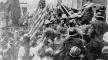 Photo, IN FINANCIAL AREA: Hard-hatted construction workers breaking up an antiwar rally at the Subtreasury Building, May 9, 1970, New York Times, Hard Hat Riots: An Online History Project Photo, IN FINANCIAL AREA: Hard-hatted construction workers..., 1970, NY Times