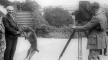 Photo, President Harding with pet dog Laddie, being photographed in front of the White House, National Photo Co, June 13, 1922, Library of Congress Photo, President Harding with pet dog Laddie, 1922, Library of Congress