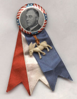 Photo, FDR campaign button, America Votes