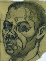 Graphite and brown pencil, "Self-portrait," Dox Thrash, Early 1930s