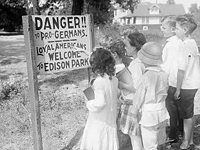 Photo, Children standing in front. . . , 1917, Encyclopedia of Chicago