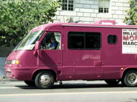 Photo, "The tour bus," Million Mom March, Jo Freeman, 2004