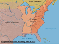 Map, European Possessions Bordering the US, 1783