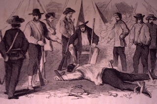 Drawing of prisoners of war, Andersonville, Georgia.