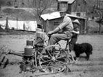 Photo, Joe Compton and son plant corn, Bland County History Archives